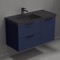 Wall Mounted Bathroom Vanity, Modern, Blue, 36